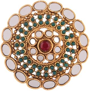 Gorgeous Pakistani Wedding Rings with No Gemstone for Women, Antique Round Design - Adjustable Size