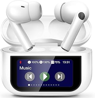 Rainpal Écouteurs Bluetooth 5.4 HiFi Intra-Auriculaires avec Suppression Active du Bruit et Écran Tactile, Étanches IPX5, pour Sport et Fitness, Usage iOS Android (Blanc)