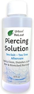 Urban ReLeaf Piercing Solution ! Healing Sea Salts & Tea Tree AFTERCARE 4 oz, Ready to use. Safely Clean, Soothe & Heal New & Stretched Piercings. Gentle Effective Natural & Soothing. Works Fast