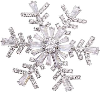Pin-Clasp Cubic-Zirconia Snowflake Brooch for Unisex Fashion - Vintage Rhinestone Winter Accessory for Men, Women, and Girls