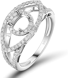 Diamond Rings For Women,14K White Gold Rings - Round Diamond Semi Mount Ring, Diamond Wedding Bands For Women & Engagement Rings For Women,Pavoi Ring Promotion