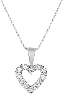 La Joya Sterling Silver Lab Grown Diamond Heart Pendant Necklace with Adjustable Cable Chain and Spring Ring Clasp