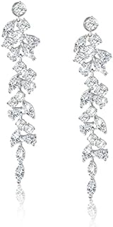 Long Crystal Dangle Earrings Silver Prom Earrings Drop Dangling Earrings for Girls Women