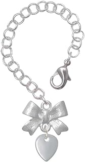 Delight Jewelry Silvertone Mini Guitar Pick - Silvertone Bow Charm Accessory for Tumblers and Thermal Cups