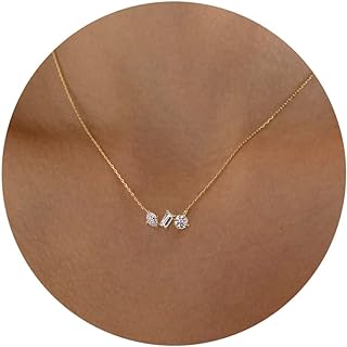 Gold Necklace for Women, 14k Gold Plated Diamond Necklaces Dainty Gold CZ Pendant Necklace Simple Gold Choker Necklaces for Women Trendy Layered Gold Necklaces Jewelry for Women Girls