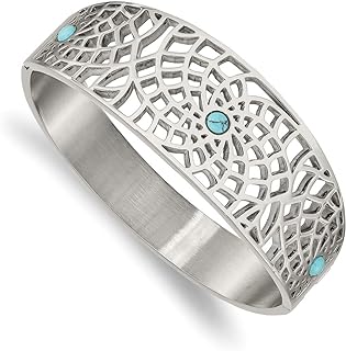 Other-Clasp-Type Simulated Turquoise Stackable Bangle Bracelet - 23mm Chisel Stainless Steel - Other Chain Type Design - Ideal Gift for Women