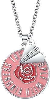 Harry TPW Rose Enamel Necklace for Women Paper Airplane Necklace Harry Fans Jewelry Gift for Teens Girls