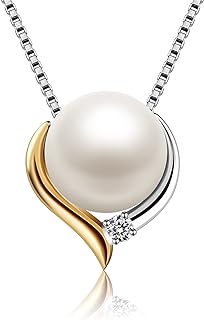 Pearl Necklace for Women,Heart Pendant necklaces Sterling Silver 925,Cubic Zirconia 18'' Jewelry Gift for Women,Wife,Mom,Girls, Her