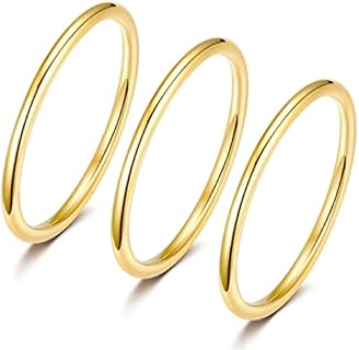 TIGRADE 3Pcs 1.5mm Stainless Steel Stacking Rings for Women Girls Stackable Thin Ring Statement Band Comfort Fit Size 3-12