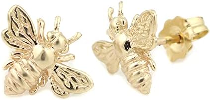 Endearing Solid 14K Gold Bee Hoop Earrings with French Wire Back Finding for Style-Savvy Individuals