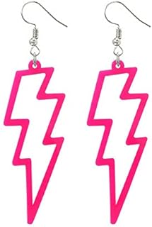 80s Neon Earrings Multicolor Acrylic Exaggerated Party Women Lightning Bolt Dangle Earrings for 80's Party Accessories Jewelry