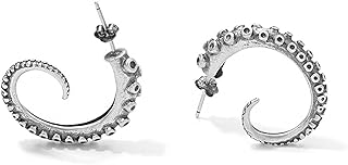 coadipress Curved Octopus Stud Earrings for Men Women Unique Creative Vintage Silver Plated Gothic Punk Statement Earrings Studs