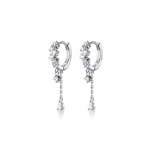 SLUYNZ 925 Sterling Silver CZ Hoop Earrings Dangle for Women Teen Girls Teardrop Huggie Earrings Drop Water Droplets Dangle Earrings Drop