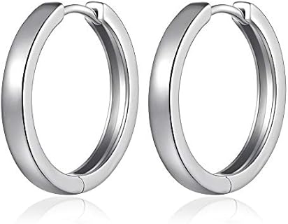Jiamiaoi Small Hoop Earrings for Men Women 925 Sterling Silver Hoop Earrings Hypoallergenic Round CZ Diamond Hoop Earrings 15mm-20mm Cubic Zirconia Silver Huggie Hoop Earrings Circle