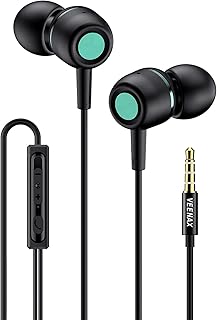 VEENAX M3 In-Ear-Kopfhörer mit Mikrofon und starkem Bass, ergonomische Passform und Geräuschisolierung in Schwarz, ideal für Handy, Computer und Tablet, 3,5mm Klinke