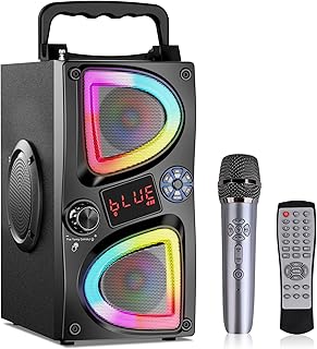 SUPNIU Altavoz Bluetooth de 60W con Doble Subwoofer y Espectáculo de Luces LED, Perfecto para Fiestas en Casa o Acampada al Aire Libre. Incluye Batería de 4000mAh y 12 Meses de Garantía
