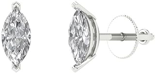 2Ct Round Cut Lab-Grown Diamond Solitaire Stud Earrings with Screw Back, Genuine White Gold, Made in USA