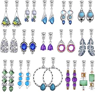 15 Pairs Multicolor Silver Crystal Drop & Dangle Clip on Earrings for Women and Girls Gift