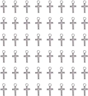 100 Pcs Mini Cross Charm Silver Gold 16 X 8 MM Alloy Vintage Peace Crucifix Pendants Beads for DIY Jewelry Making Kits Crafting Finding Bracelet Necklace