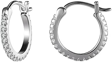 AoedeJ Women's Clip-On Sterling Silver Hoop Earrings Set with Cubic Zirconia - Hypoallergenic & Tarnish-Free