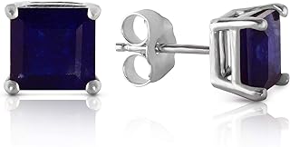 Midnight Blue Black Sapphire Stud Earrings with Push-Back Feature in 14K White Gold for Sophisticated Men & Women