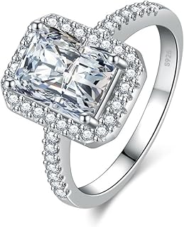 Lobster Clasp 18K White Gold-Plated Sterling Silver Engagement Ring + Ice Diamond for Women + Round Shape