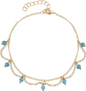 Puka Shell Anklet with Bead Cable Chain and Lobster Claw Clasp for Women - Tropical, Floral Design - OJERRY Silver & Zinc Beach-Inspired Foot Jewelry