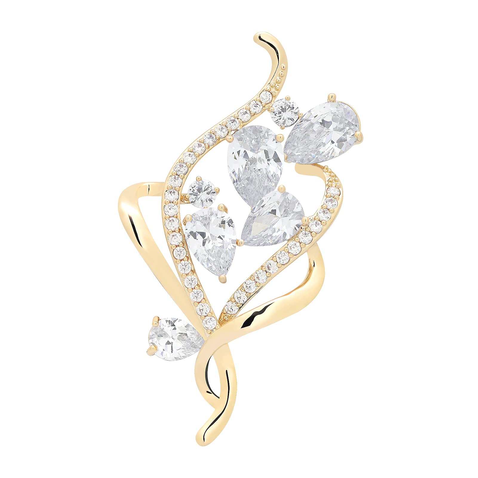 Zirconia Crystal Flower Brooches Pins for Women bouquets Costume Jewelry Gifts