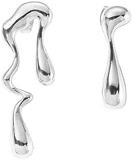 Modern Gold Waterdrop Earrings - Asymmetrical Stainless Steel Earrings, Versatile Dangle Statement Jewelry for Women, Irregular Melting Liquid Design