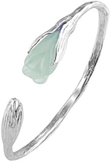 Handcraft Sterling Silver Cuff Bracelet with Sculpted Gardenias Silver Bangle