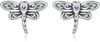 Sterling Silver Dragonfly Earrings - Cute Animal Stud Earring Hypoallergenic Jewelry Gifts for Women Teen Girls