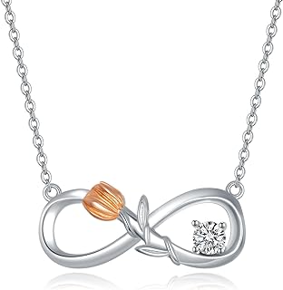 Box Clasp Moissanite Infinity Pendant Necklace - Rolo Chain For Women - 925 Sterling Silver & 18K Gold Plated - Ideal Gift for Her