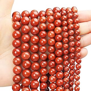 AUREHEN Unisex Red Jasper Bead Necklace in Stone Finish with Free Elastic Cord, Round Design