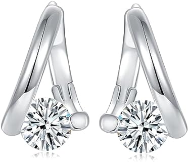 S925 Sterling Silver Diamond Hoop Earrings with 1 Carat Real Diamond, 5.0mm Round Shape, VVS1, D-color - Classy Design for Women