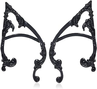 Gothic Alloy Push-Back Wing Cuff Earrings with Elven Design for Women and Teens: Punk Celtic Elf Ear Wraps for Statement Jewelry & Cosplay Accessories