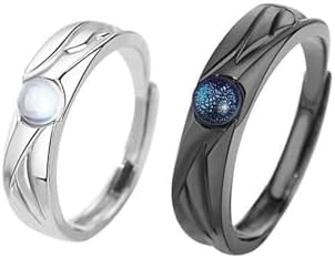 Angel & Demon Couple Ring Set - Adjustable Alloy Metal Rings for Men & Women - Ideal Valentine's Day/Anniversary Gift Jewelry