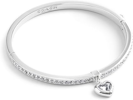 COACH Womens Stone Heart Charm Bangle Bracelet