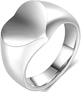 Jude Jewelers Stainless Steel Heart Shaped Classical Simple Plain Signet Style Wedding Promise Anniversary Ring