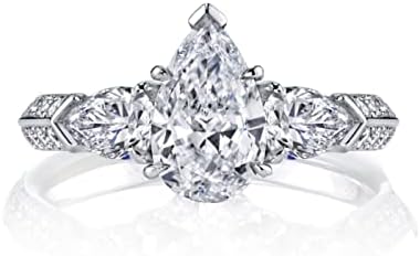 2.35 Carat Pear Shaped Moissanite Engagement Ring, 925 Sterling Silver, Classically Elegant for Women