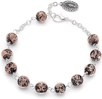 Rosary Bracelet for women and Men Blessed During Pope's Angelus, Catholic rosary bracelet in Black Murano Glass Beads - Perfect Catholic gifts