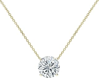 Certified Lab Grown Floating Diamond Pendant Necklace in Solid Gold Cable Chain of 16~18-inch | Solitaire Pendant for Women | 0.20ct. to 2.00ct.