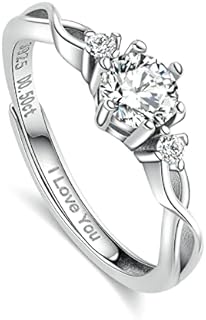 ANAZOZ Moissanite Rings for Women, Promise Rings for Women S925 Sterling Silver 0.5ct D Color VVS1 Moissanite Engagement Ring Adjustable, with GRA Certificate