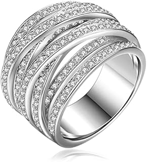 Index Finger Cubic Zirconias CZ Wedding Ring in Sterling Silver - Perfect Jewelry Gift for Women
