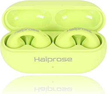 Dpofirs Écouteurs à Clip d'Oreille Vert avec Suppression Active du Bruit, Bluetooth 5.3 et Batterie Longue Durée, Étanches. Idéal pour Adulte, Utilisation Sportive et Voyage