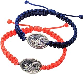 MedjugorjeStoneGifts Saint St Gabriel The Archangel Medal Bracelet - Men Women Catholic Gift - Adjustable Cord