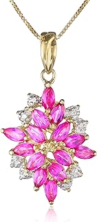 MORGAN & PAIGE 18K Yellow Gold Plated 925 Sterling Silver Diamond-Accented Gemstone Birthstone Cluster Pendant Necklace, 18"