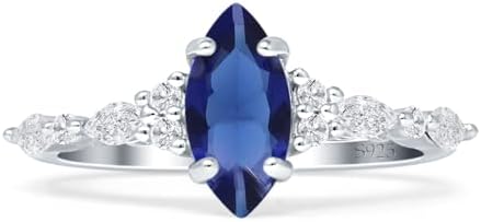 Art Deco Marquise Shaped Vintage Style Cubic Zirconia Wedding Engagement Ring Solid 925 Sterling Silver Gift For Women