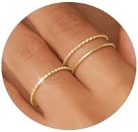 Gold Silver Rings for Women Girls Non Tarnish Stackable Thin Gold Ring 18K Gold Plated Dainty Ring Set Trendy Thumb Pinky Knuckle Ring Wedding Bands Promise Engagement Gold Jewelry Rings Size 6 7 8 9 10 11