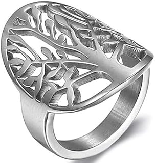 Jude Jewelers Cubic Zirconia Tree of Life Ring, Stainless Steel, Size 5, Versatile for Parties, Anniversaries, and Everyday Wear
