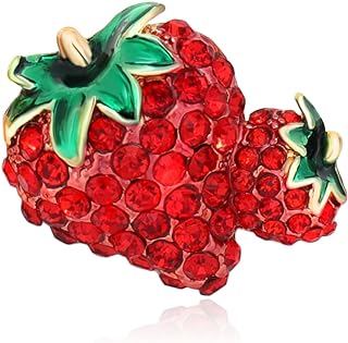 Pin Clasp Rhinestone Strawberry Brooch in Durable Men's and Women's Zinc Alloy | Unisex Charm Elegance Piece for Suits, Scarves & More